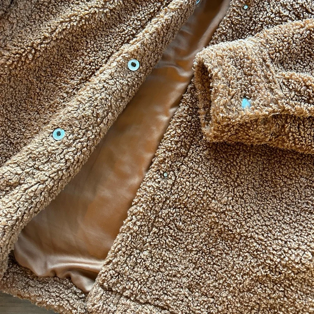 Blank NYC Teddy Sherpa Shirt Jacket Cinnamon Stick Brown M - Picture 9 of 12